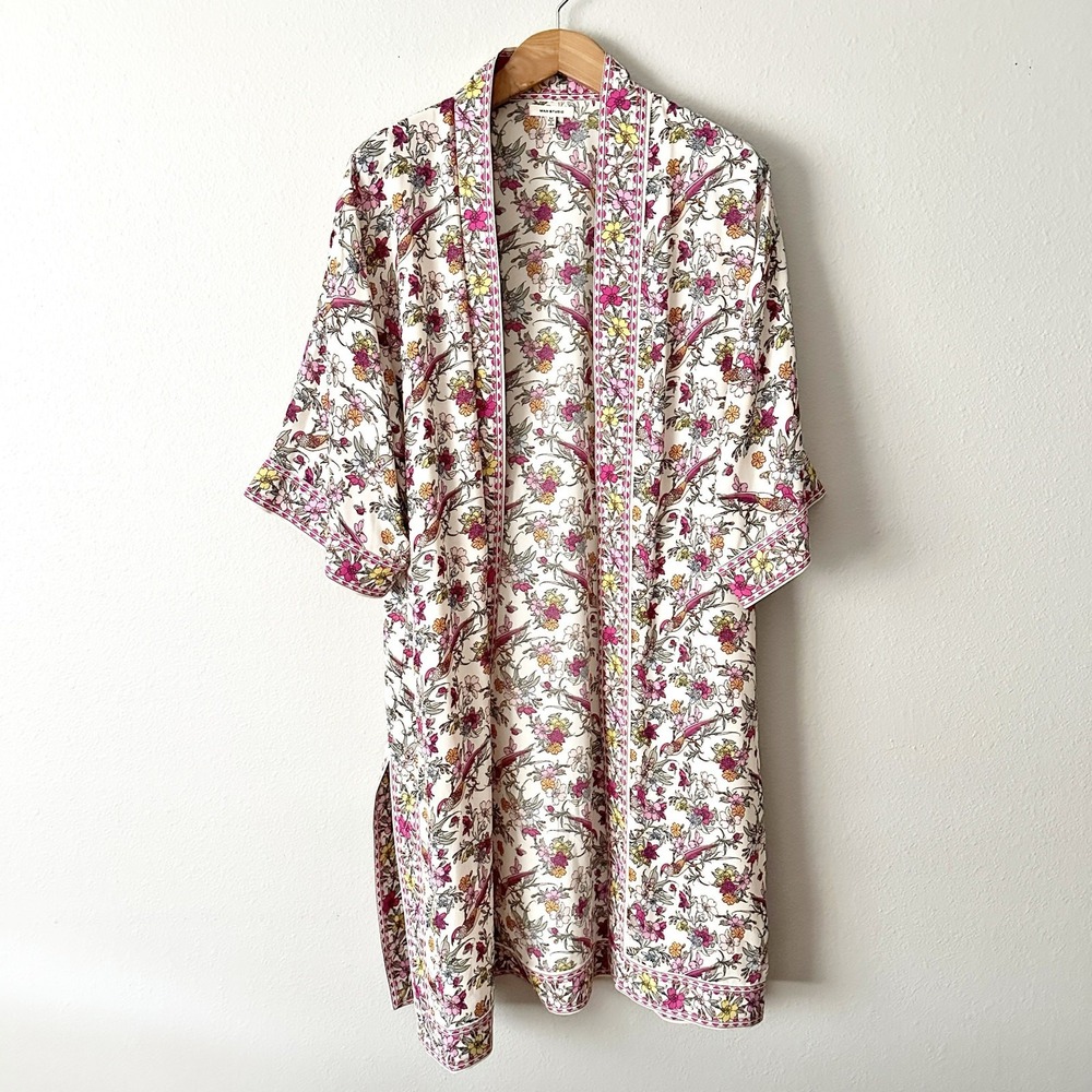 Max‎ Studio Boho Parrot Multicolor Print Kimono Duster Women's Size Medium